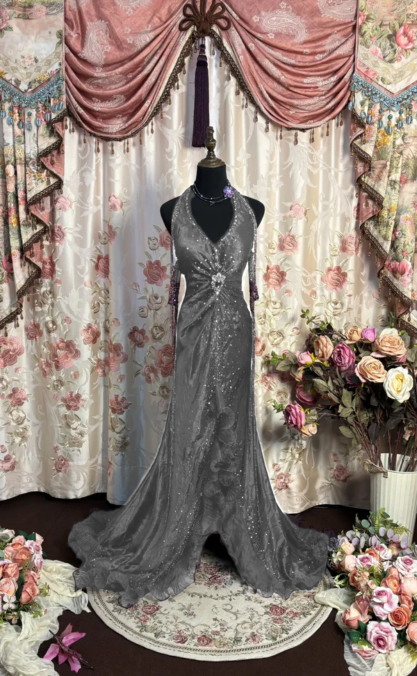 Grape Halter Prom Dresses Long Evening Party Dress fg7348 - View 6 | VelvetHem