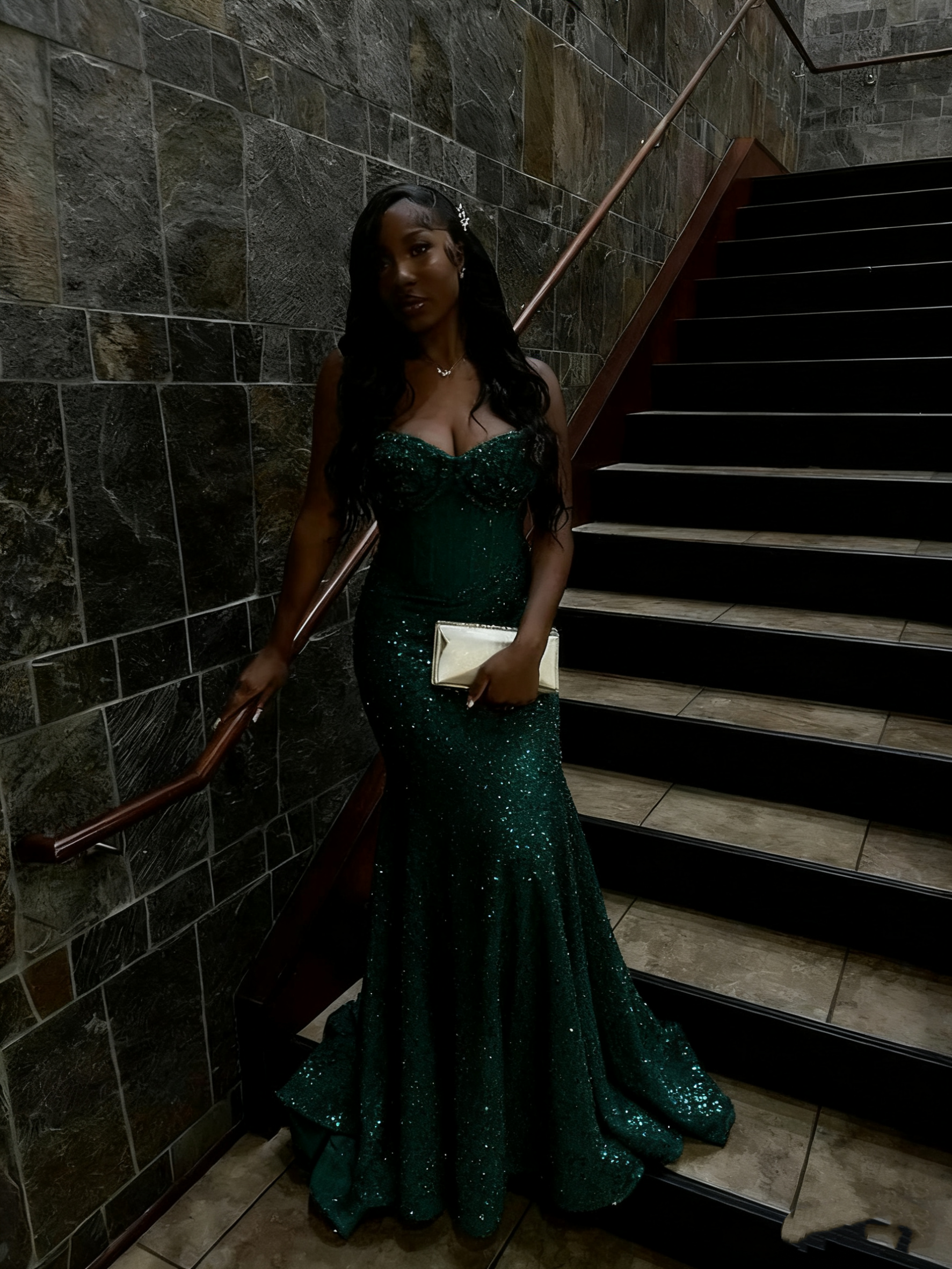 Gold Sequin Mermaid Long Prom Gown Evening Dress fg7393 - View 3 | VelvetHem