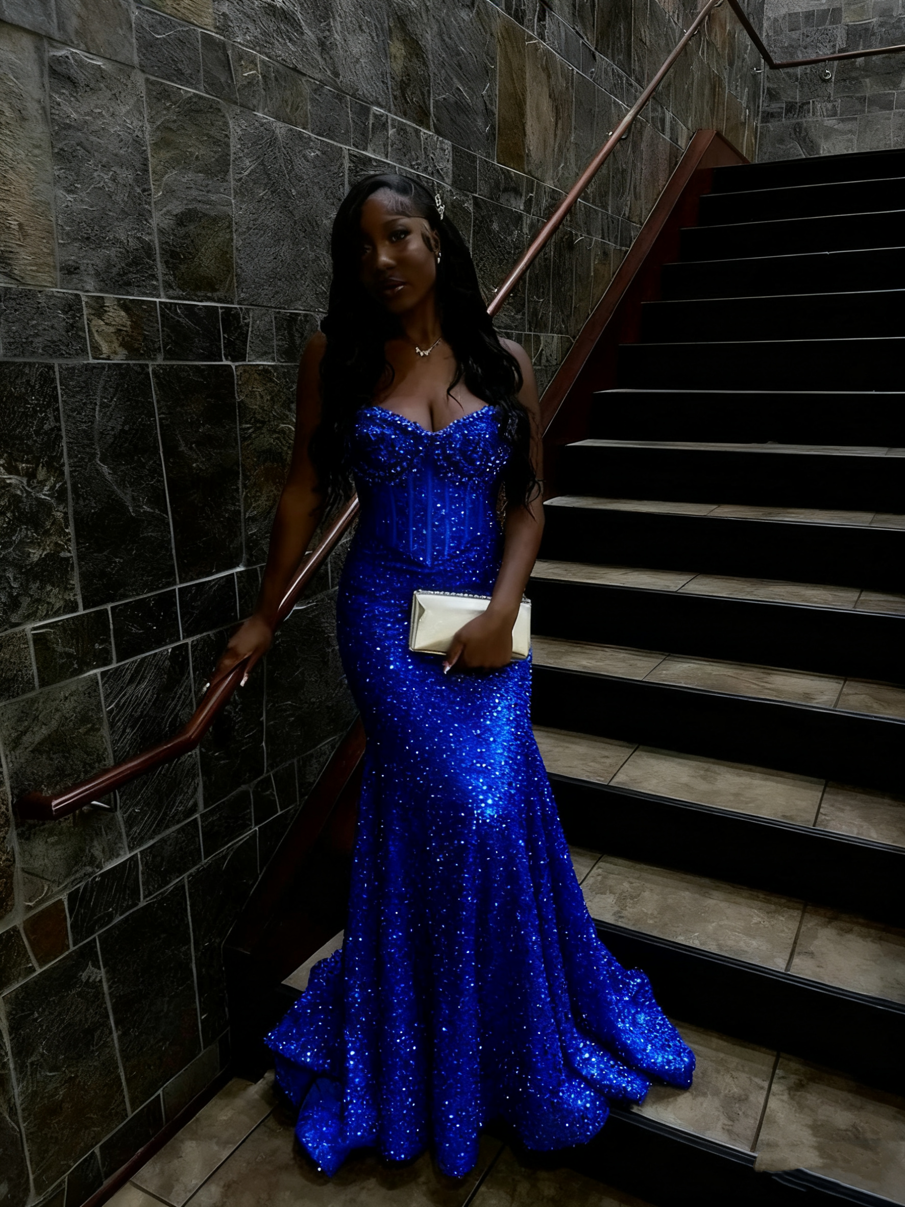 Gold Sequin Mermaid Long Prom Gown Evening Dress fg7393 - View 4 | VelvetHem