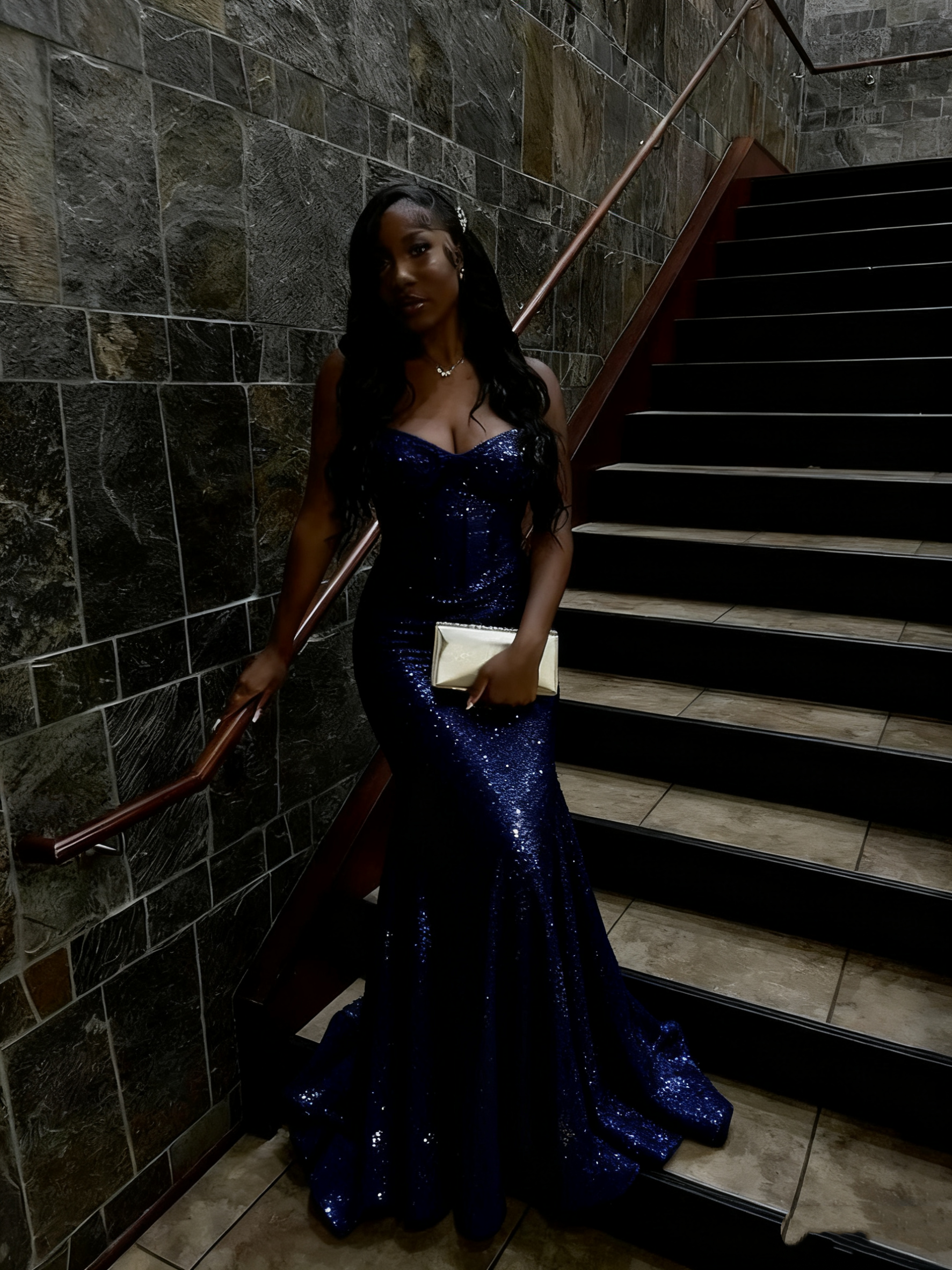 Gold Sequin Mermaid Long Prom Gown Evening Dress fg7393 - View 5 | VelvetHem
