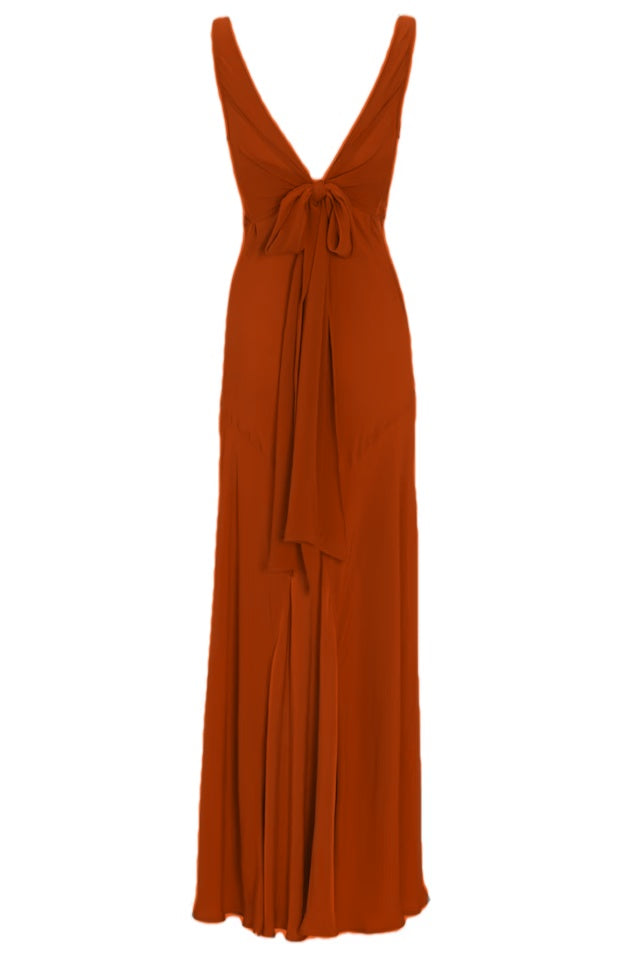 Pink Chiffon V Back Long Prom Dress Elegant Bridesmaids Dress fg7333 - View 4 | VelvetHem
