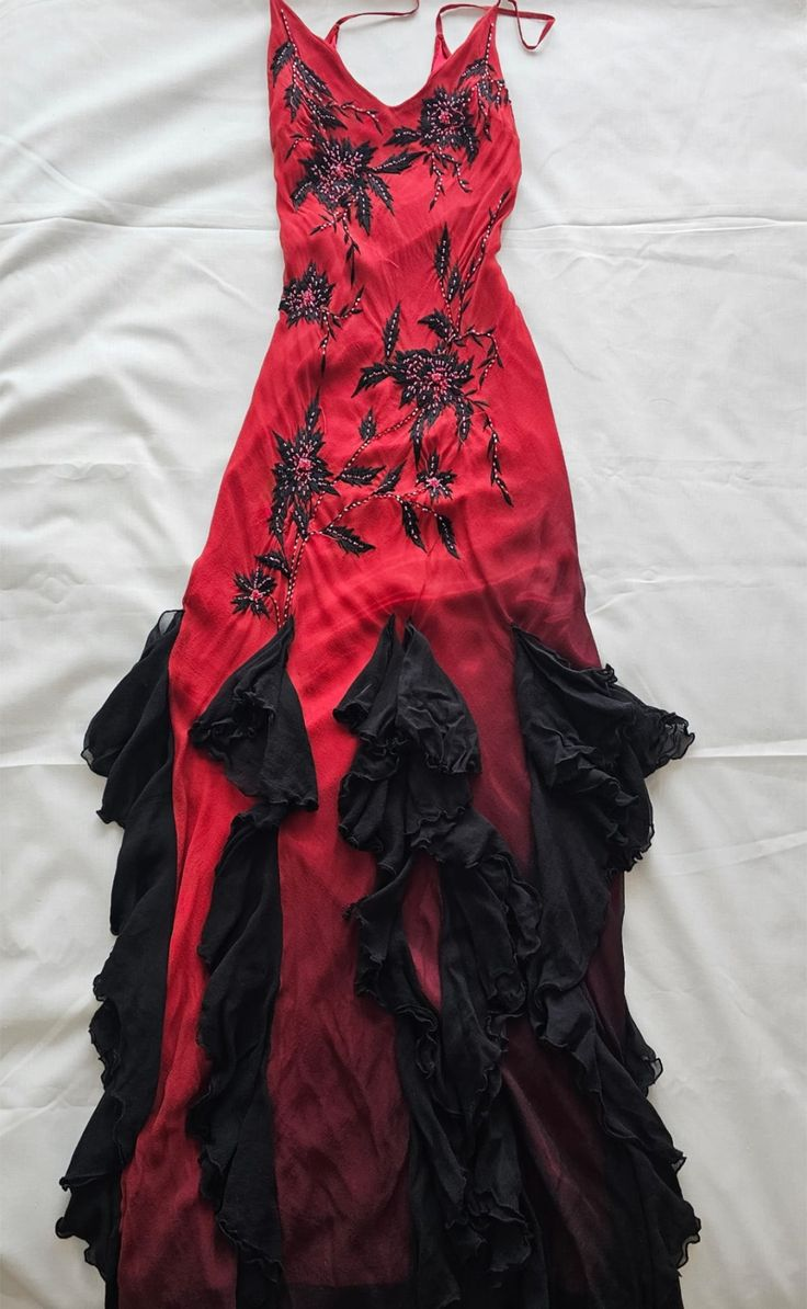 Sexy Red Long Prom Dress With Ruffles Classy Formal Evening Dress - VelvetHem