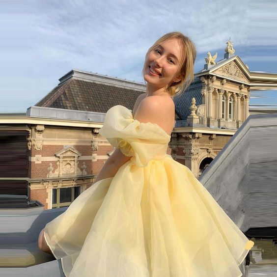 Vintage Cute Classic Off-the-shoulder Mini Princess Dress Cute Party Dress - View 3 | VelvetHem