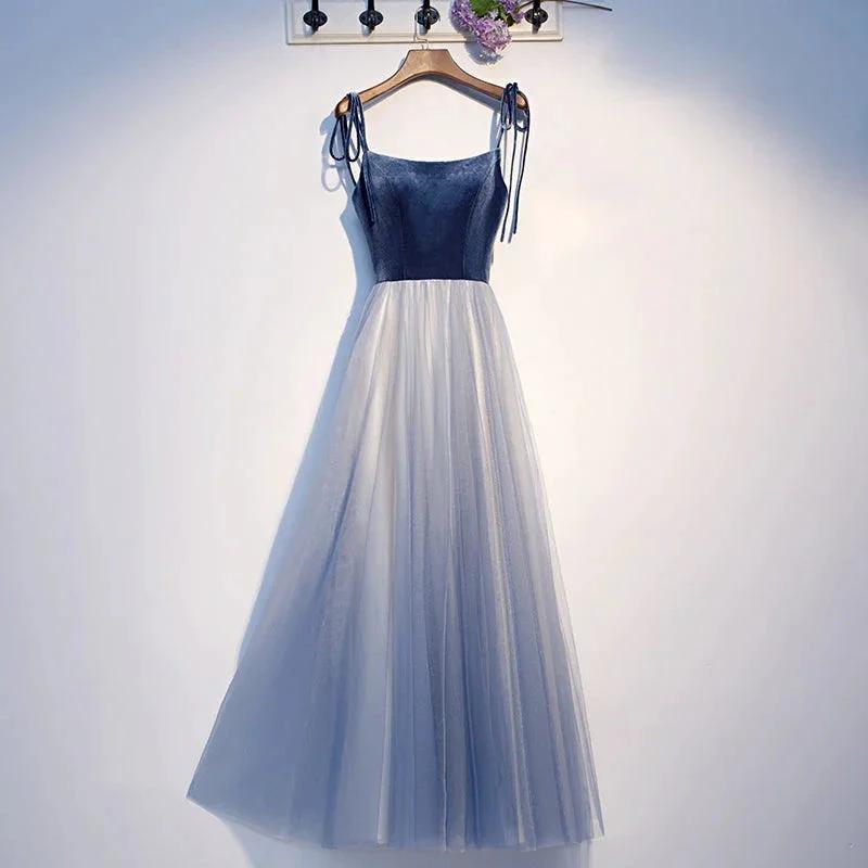 Blue velvet tulle short homecoming dress s99 by simplepromdress
