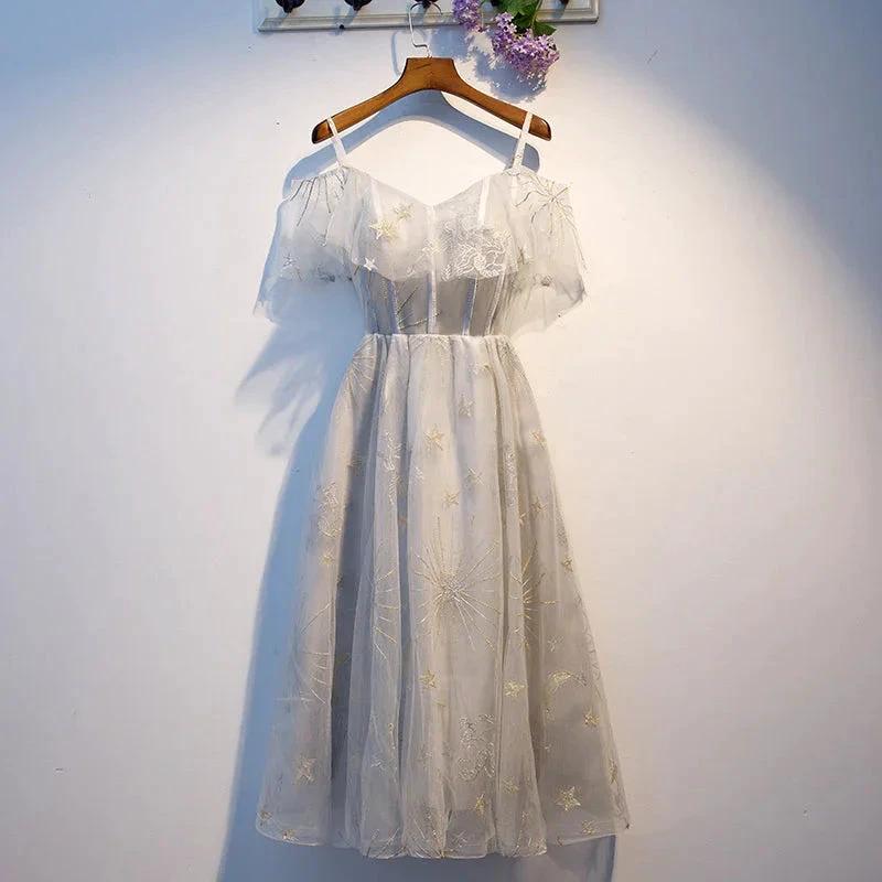 Cute gray tulle short homecoming dress s96 by simplepromdress