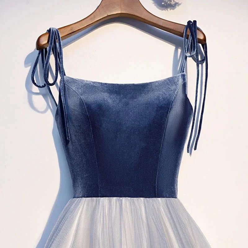 Blue velvet tulle short homecoming dress s99 (ZD12613)