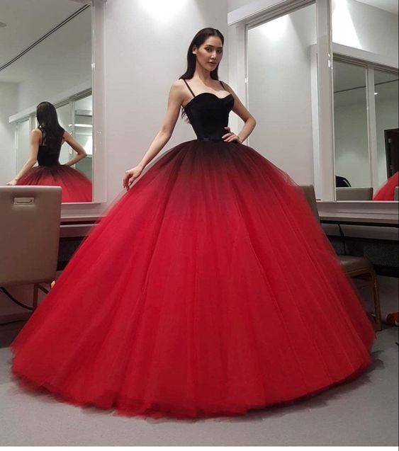 Spaghetti Straps Ombre Ball Gown Tulle Birthday Dress cc79 - VelvetHem