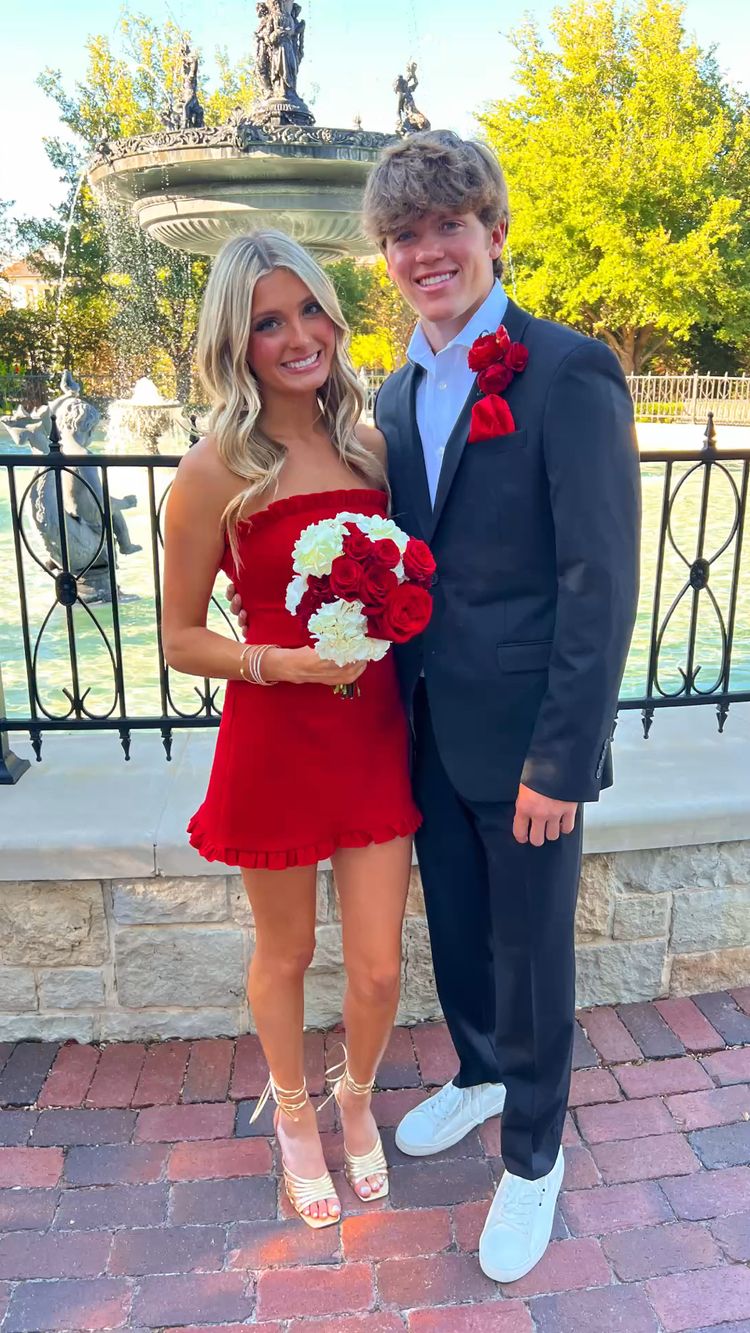 Red Strapless Short Homecoming Dress Birthday Party Dress Y1599 - VelvetHem