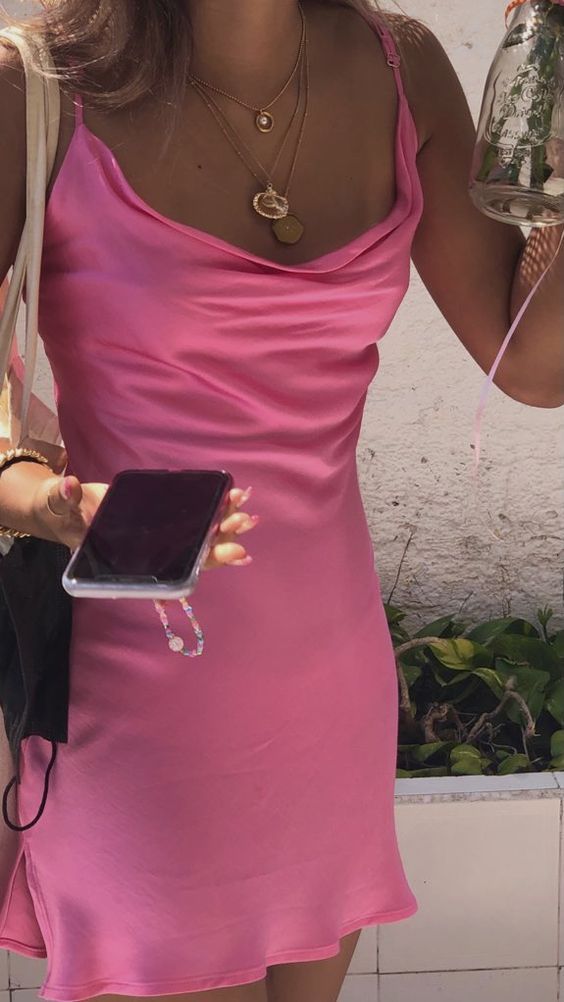 Straps Homecoming Pink Mini Party Dress Y1915 - VelvetHem