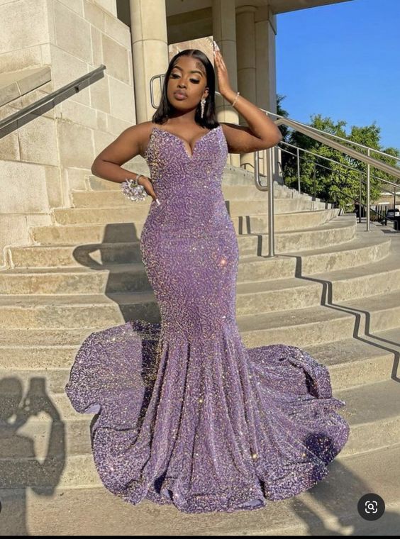 Sparkly Mermaid Long Prom Dress Sequins Evening Dress - VelvetHem