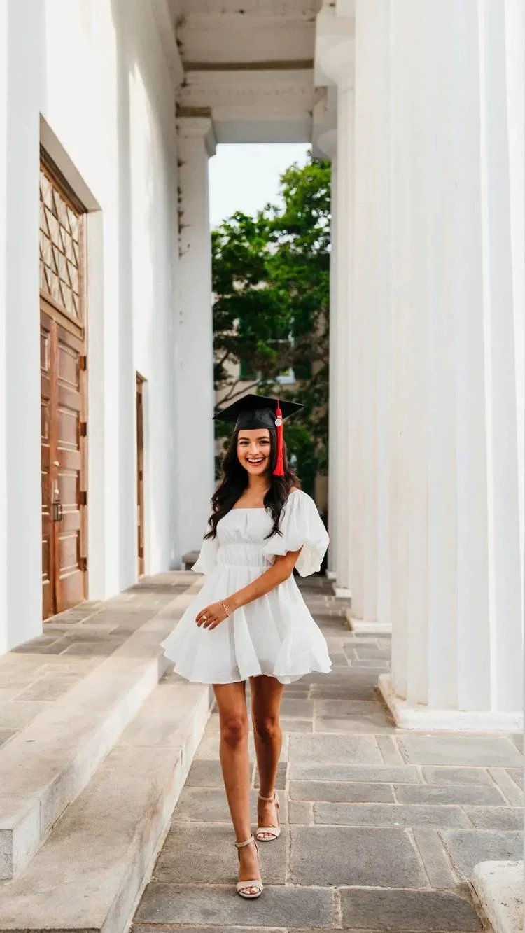 White Puffy Sleeves Short Homecoming Dress Graduation Dress Y1340 by simplepromdress