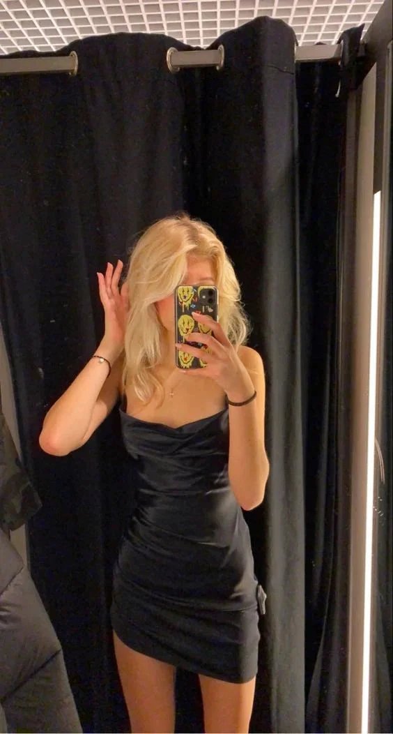 Women's Sexy Spaghetti Strap Elegant Round Neck Short Dress Black Short Homecoming Dress Y1310 by simplepromdress