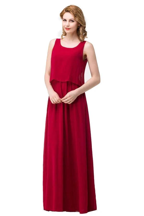 Floor-length A-line Square Chiffon Bridesmaid Dresses (ZD13078) - VelvetHem