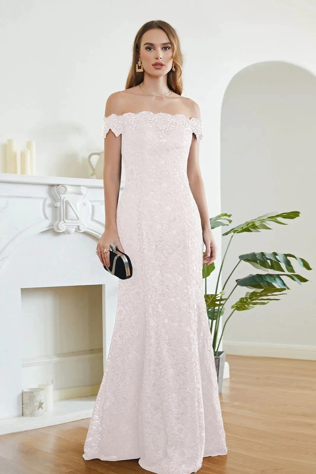 Floor-Length Mermaid Lace Off Shoulder Bridesmaid Dresses (ZD13088) - VelvetHem