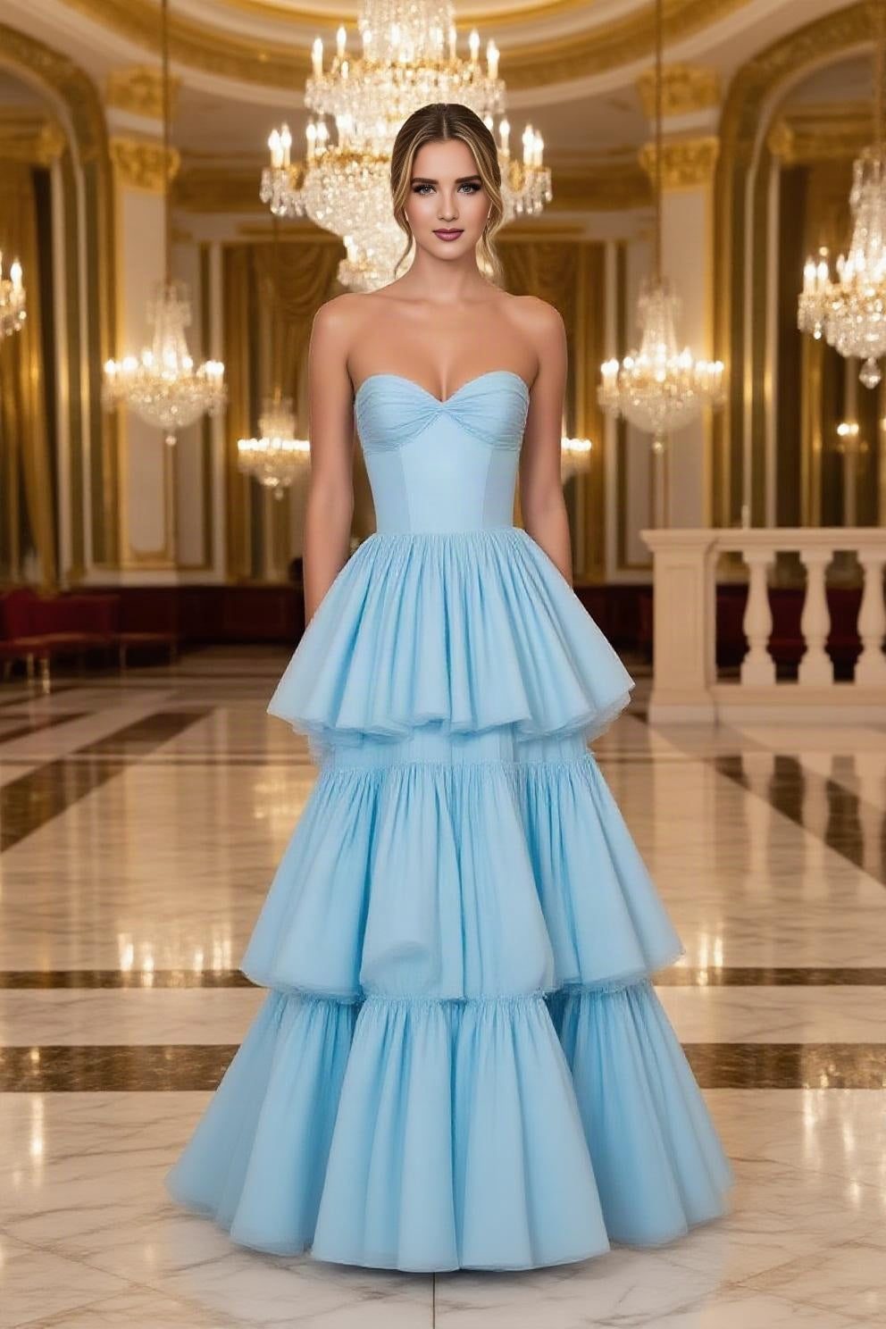 Chiffon A-Line Halter Floor-Length Prom Dress with Ruffles & Pleats (ZD17545) - VelvetHem