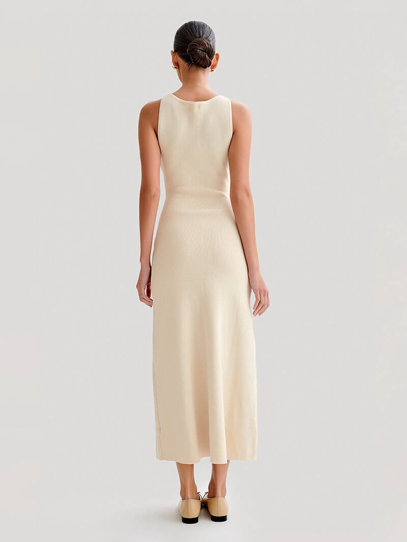 Raquel Sleeveless Maxi Dress with Button Closure for Women