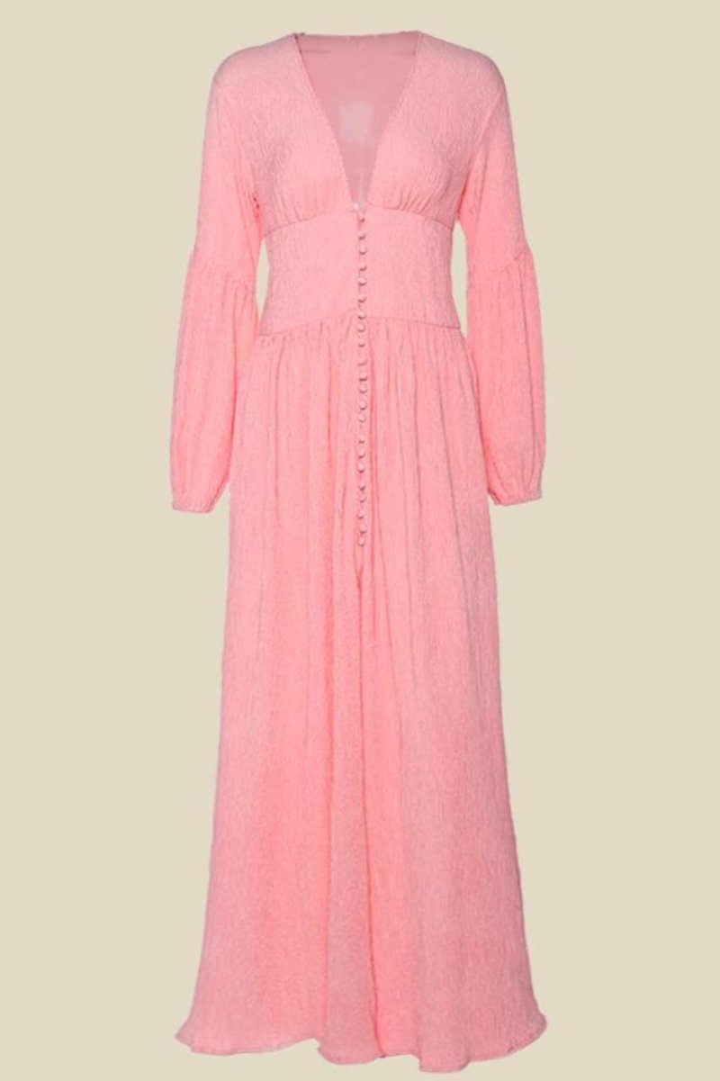 Nicolasa Statement Pleated V Neck Milkmaid Maxi Dress Boutique Collection