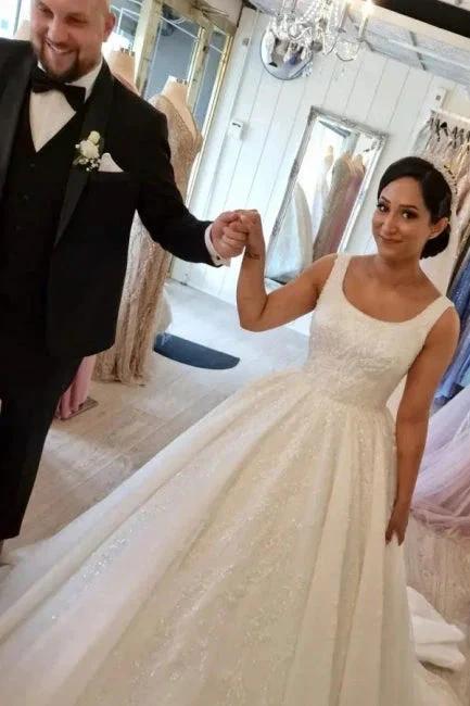 Gorgeous A-line Sleeveless Wedding Dresses With Lace (ZD14618) - VelvetHem