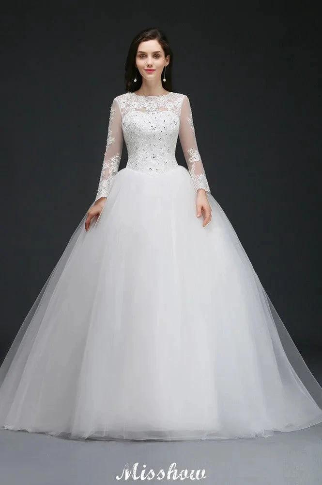 Gorgeous Tulle Ball Gowns Court Train Wedding Dresses (ZD13929) - VelvetHem