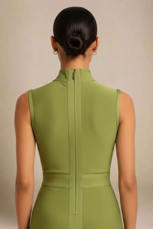 Grace Bandage Midi Dress - Olive Green