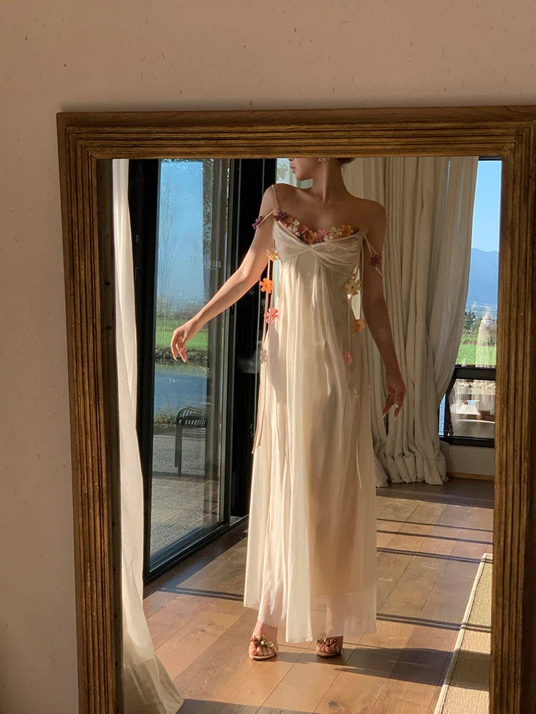 Bohemian Long Beach Dress for Women, Chic and Elegant Outfit with Spaghetti Straps, Princess Evening Gowns fg6985 - View 4 | VelvetHem