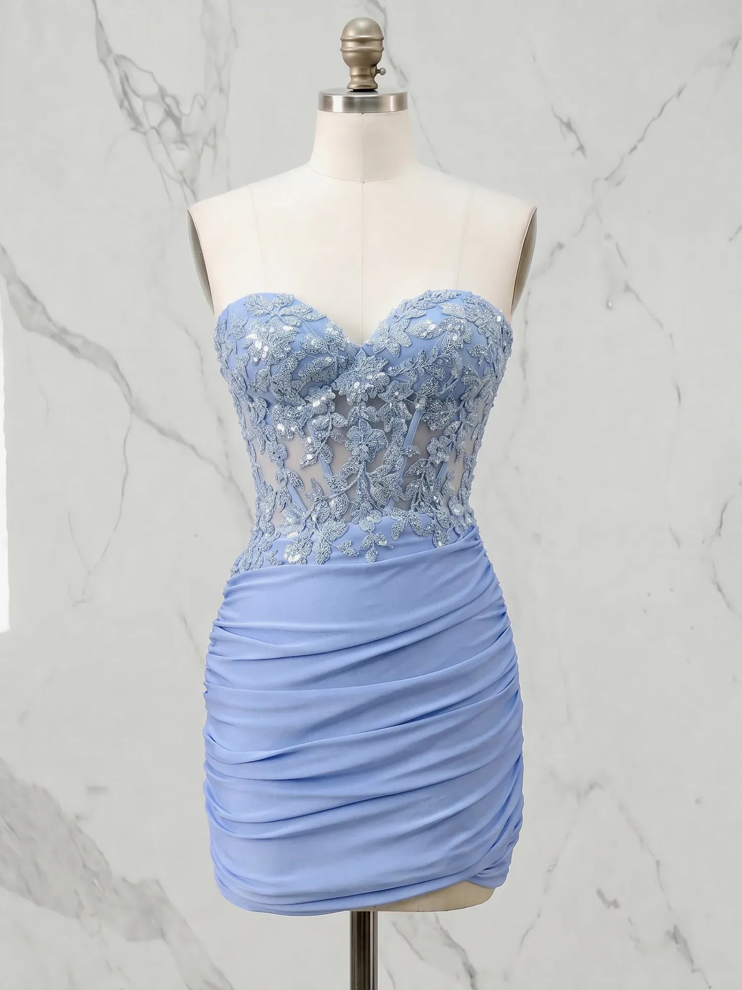 Strapless Sweetheart Floral Embroidery Tulle Short Homecoming Dresses