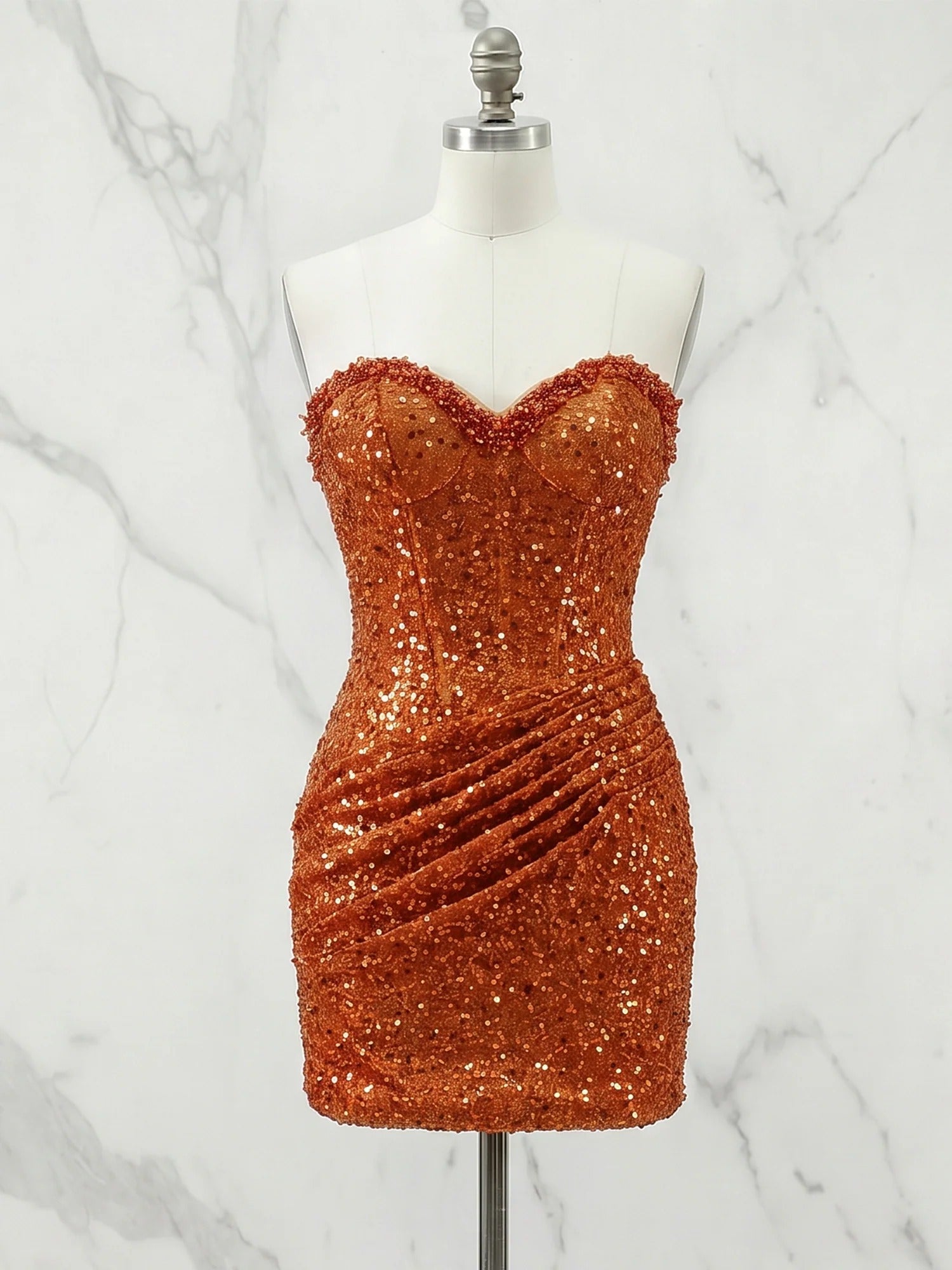 Glitter Strapless Mermaid Sequined Short Mini Homecoming Dress
