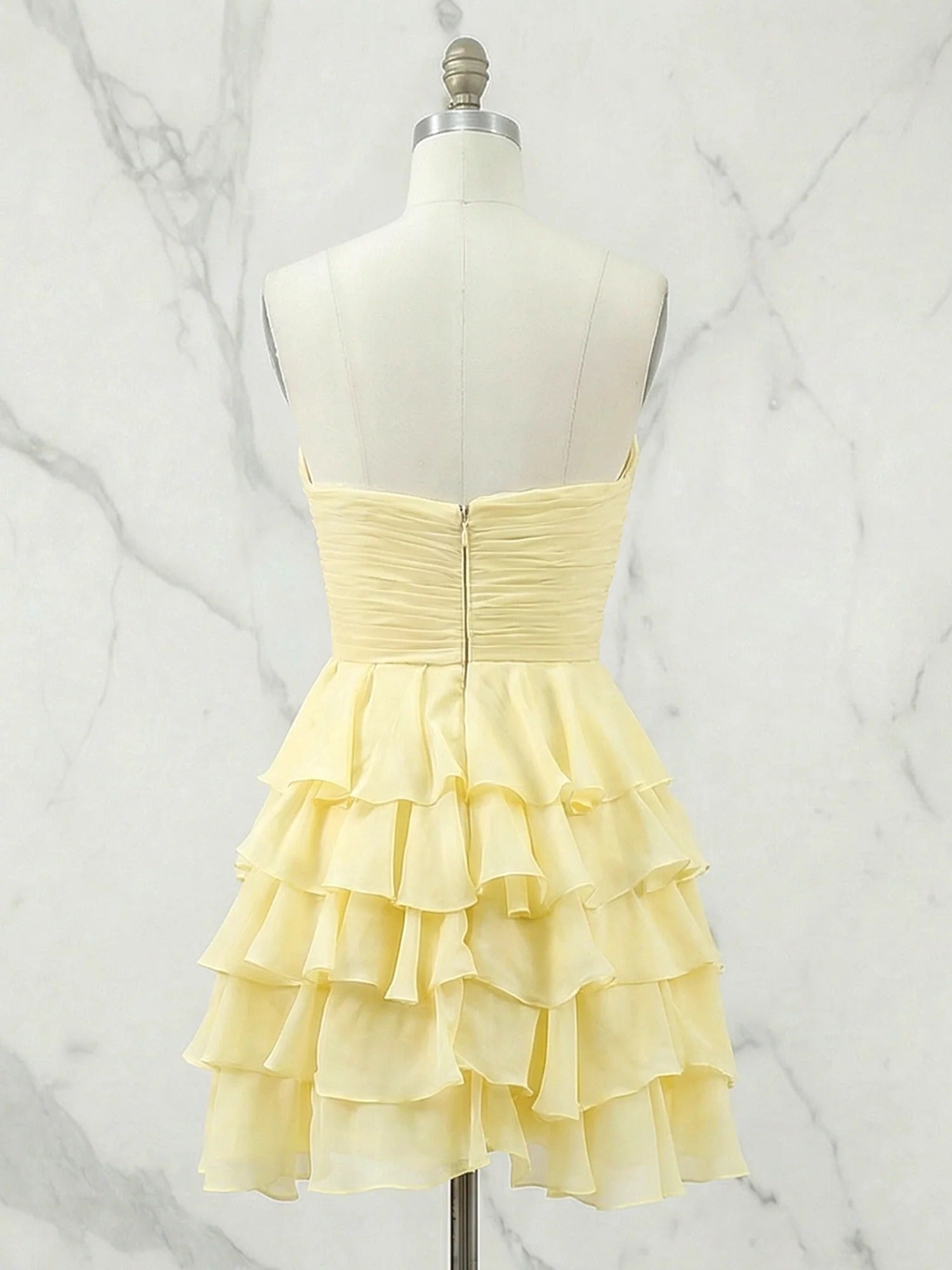 Chiffon A Line Tiered Short Homecoming Dress with Ruffles