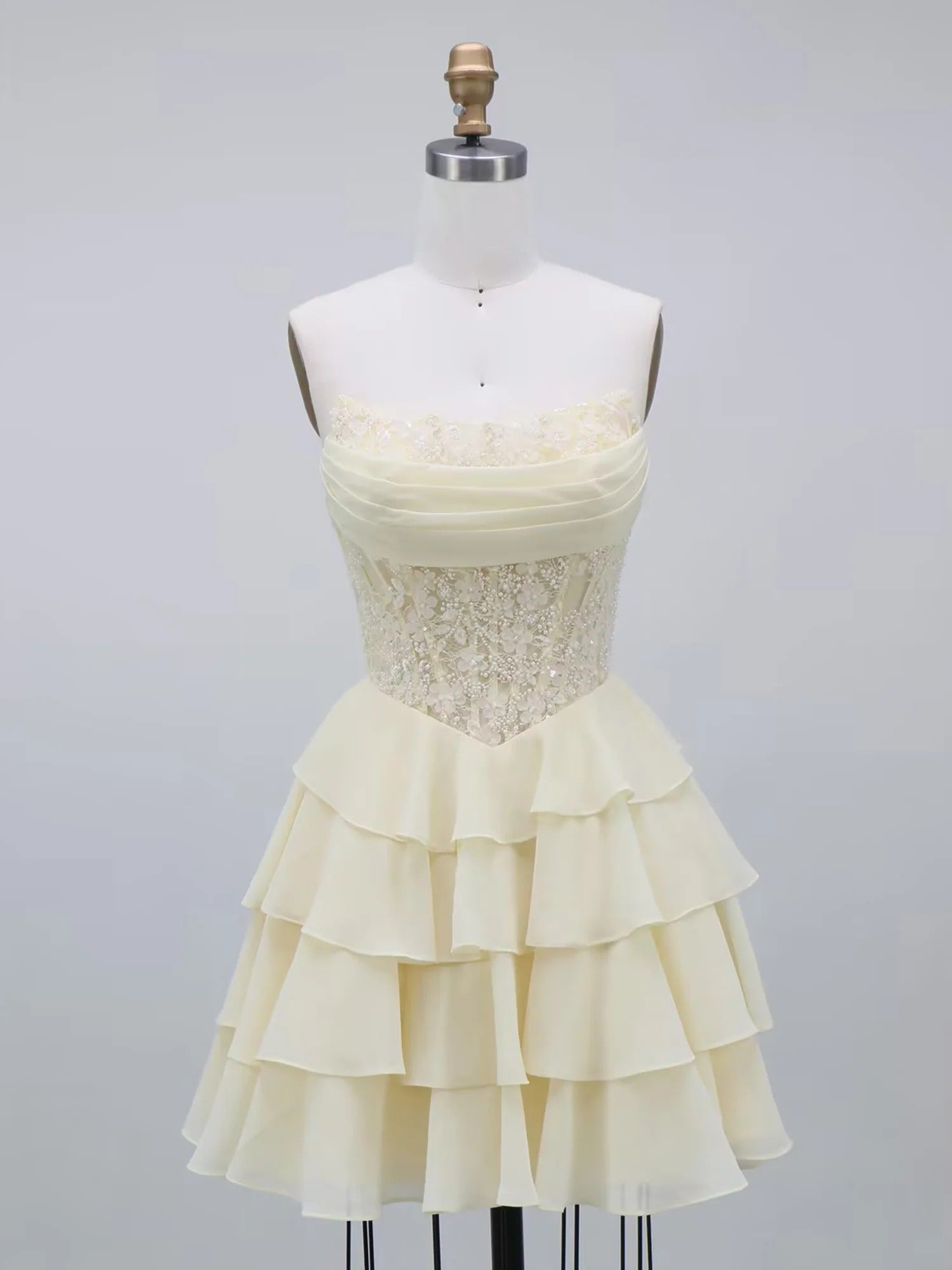 Beaded Corset Tiered Short Homecoming Dress