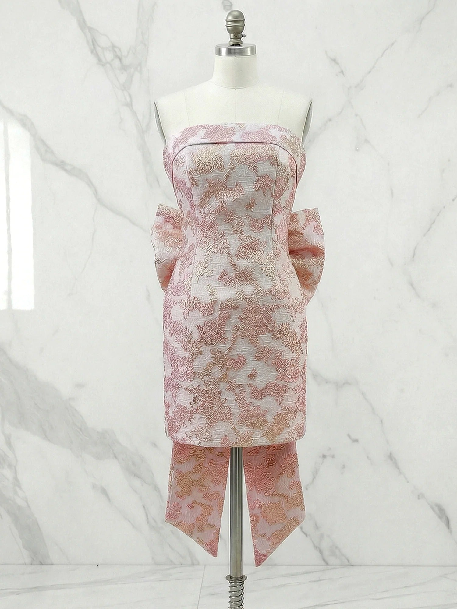 Strapless Tight Homecoming Dress with Back Bow