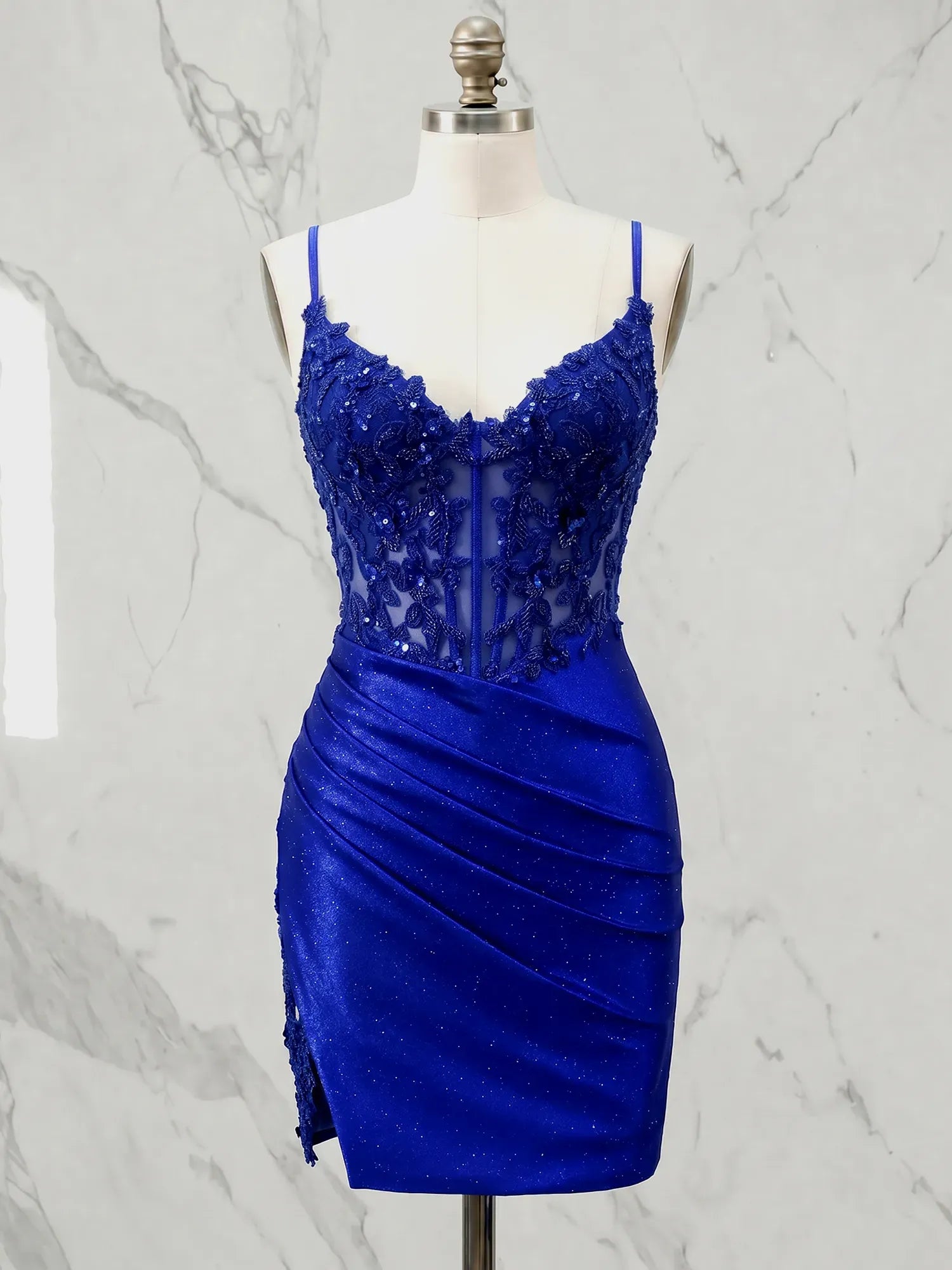 Sweetheart Lace Appliqué Sequin Corset Mini Homecoming Dresses