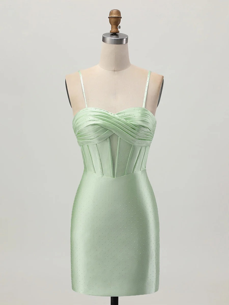 Bodycon Corset Cut Out Short Homecoming Dress with Beading - VelvetHem