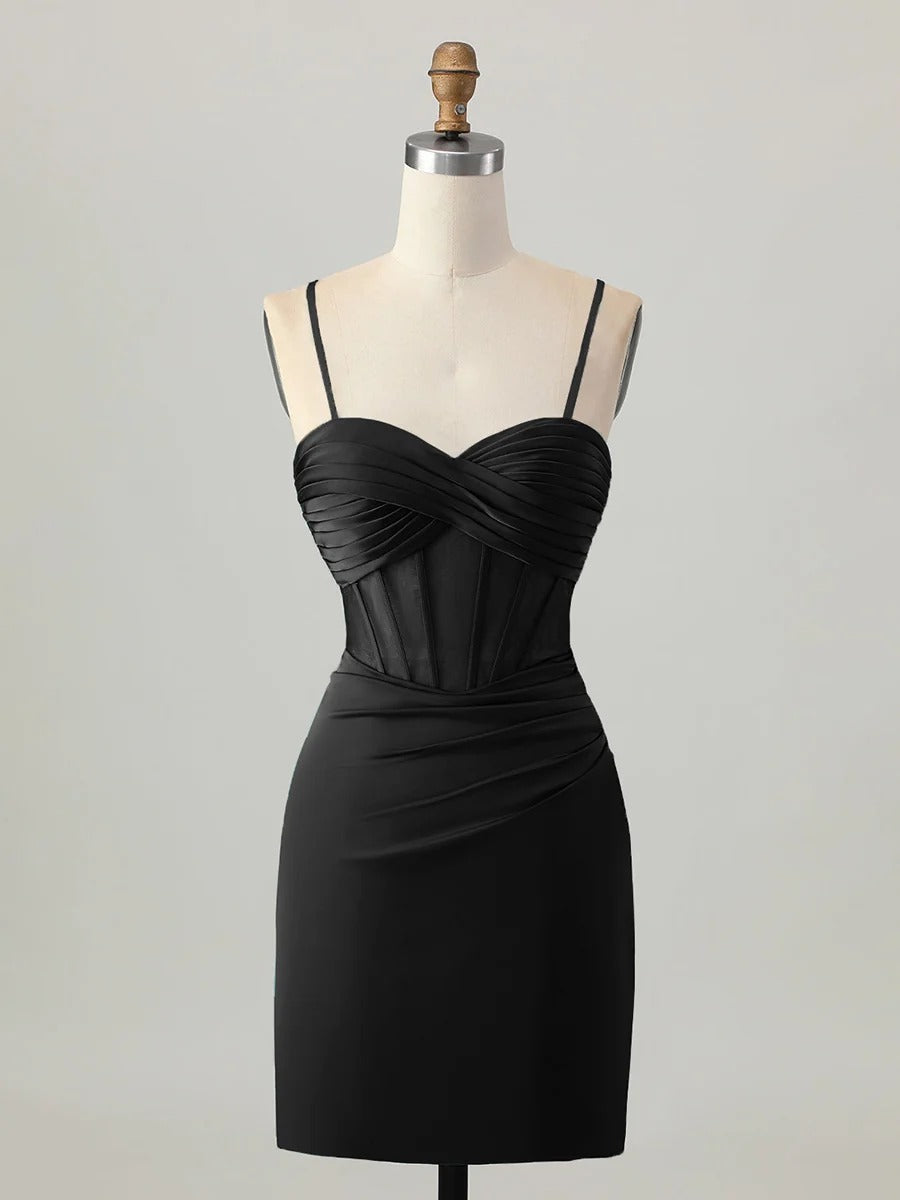 Satin Tight Short Corset Homecoming Dress - VelvetHem