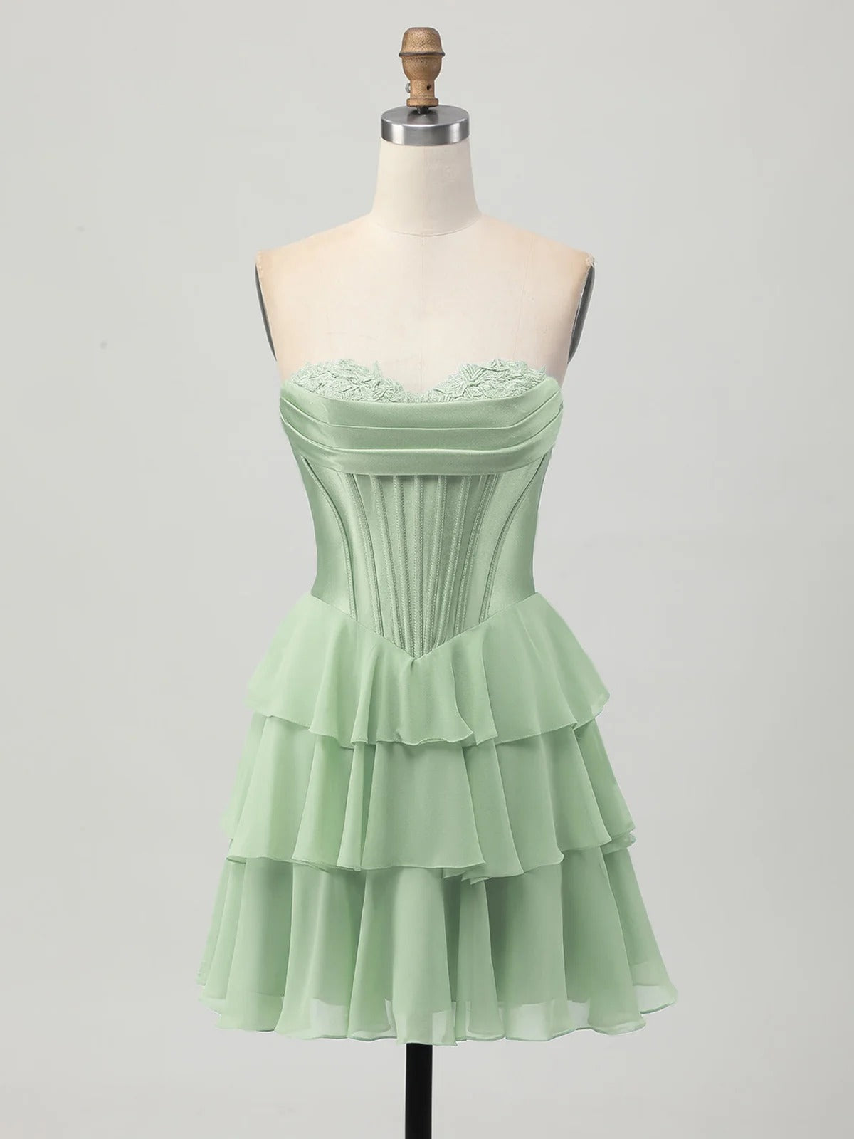 A Line Tiered Sweetheart Corset Short Homecoming Dress - VelvetHem