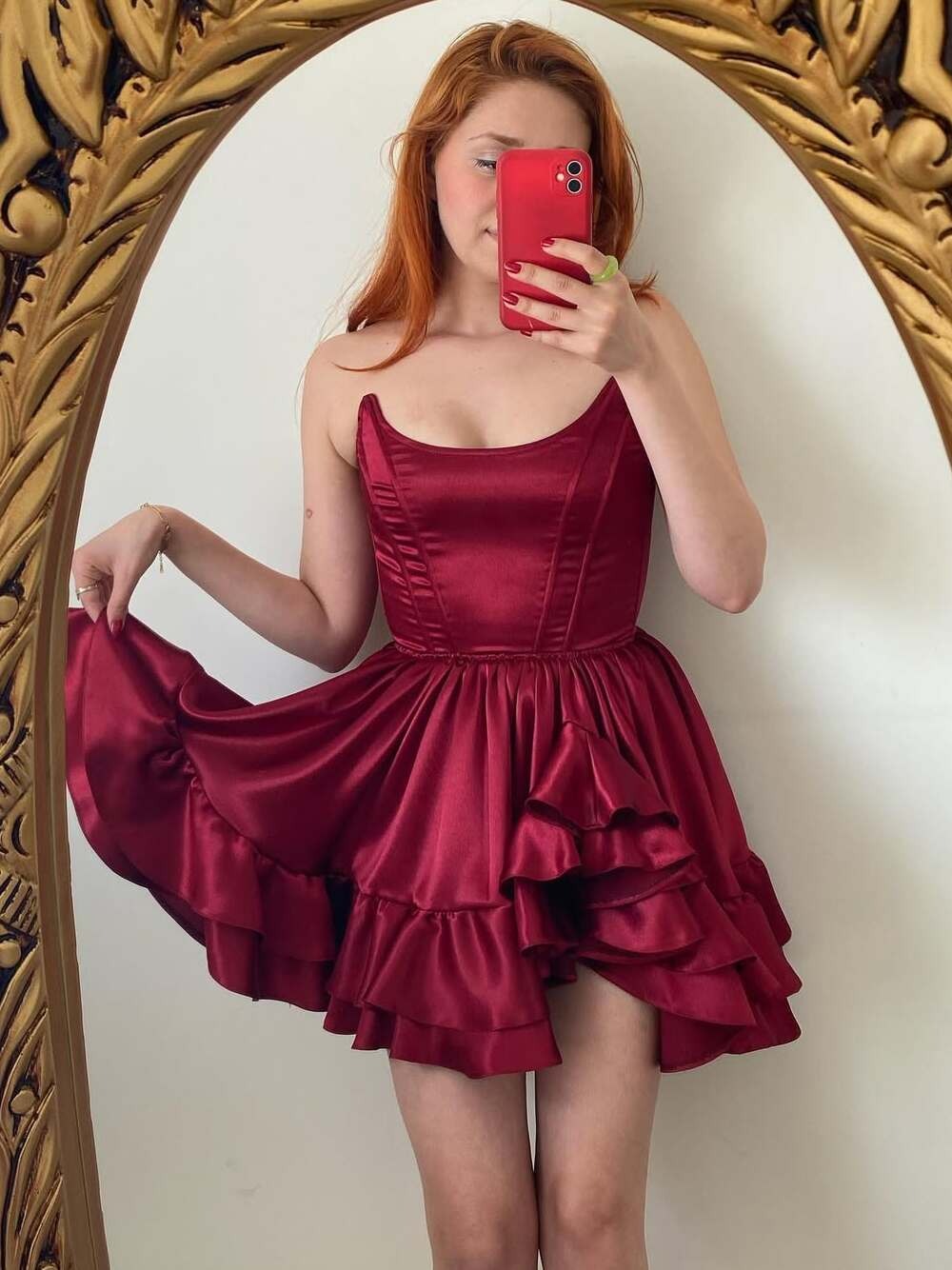 A-Line Strapless Tiered Short Homecoming Dress - VelvetHem