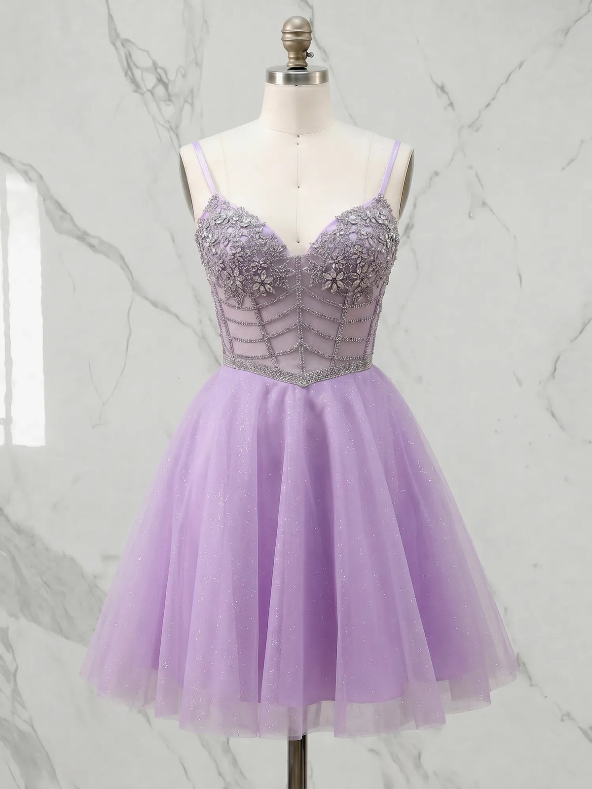 Sweetheart Beaded Tulle Short Homecoming Dress - VelvetHem