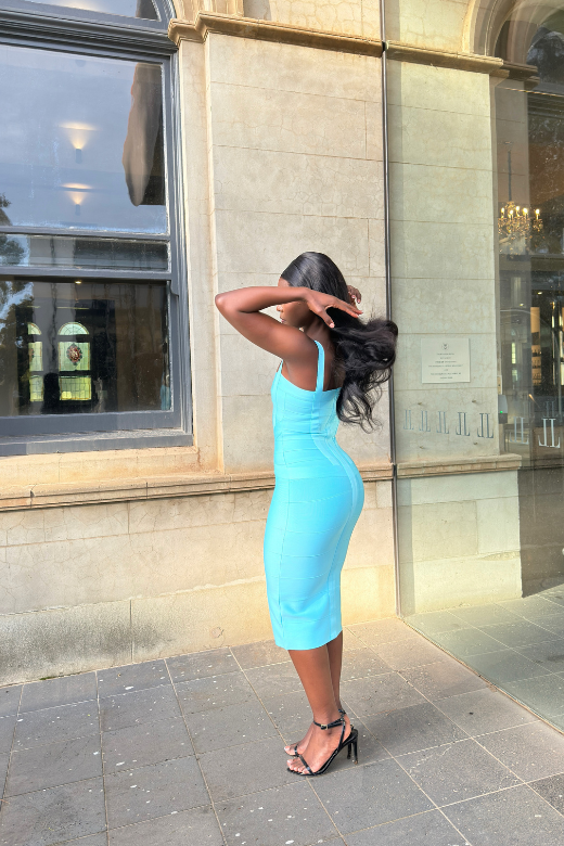 Heidi Bandage Midi Dress - Sky Blue