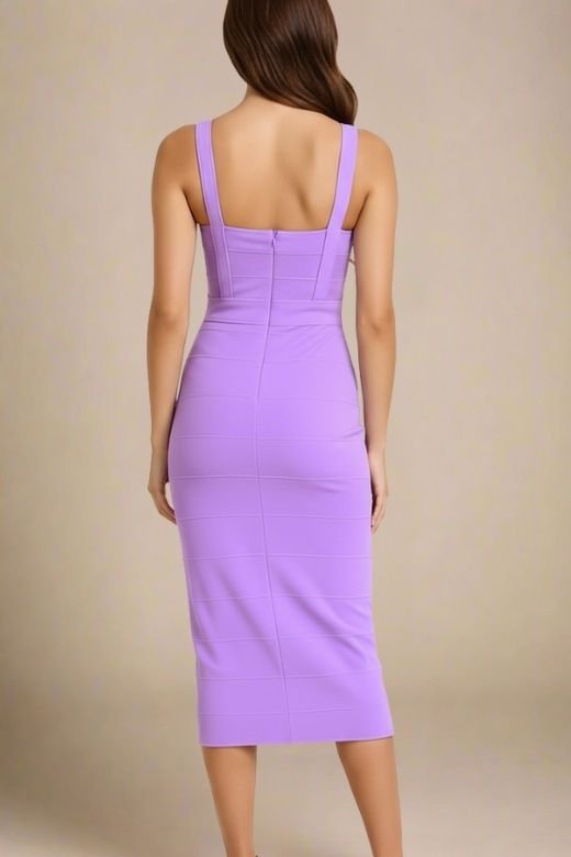 Heidi Bandage Midi Dress - Violet Purple