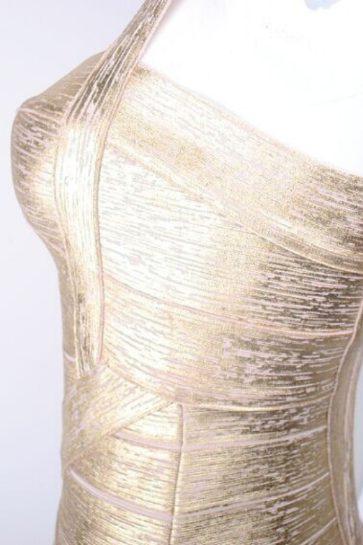 Heidi Bandage Mini Dress - Gold
