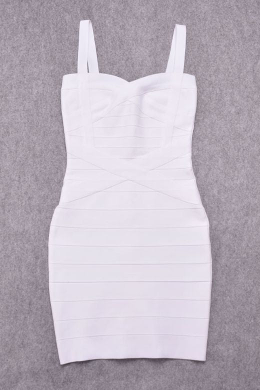 Heidi Bandage Mini Dress - White Pearl