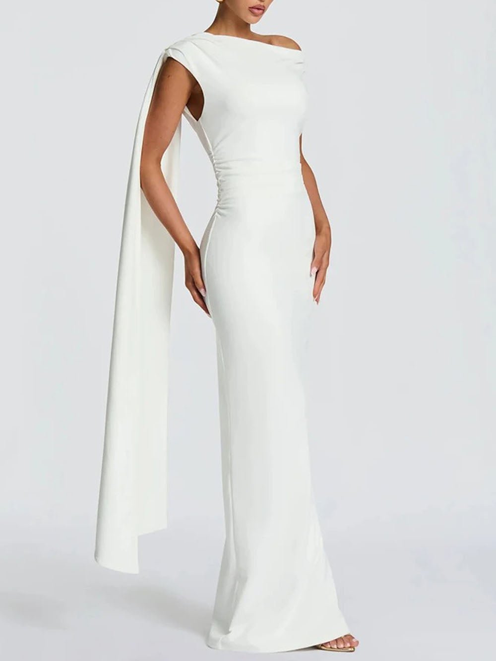 Helena One Shoulder Cape Maxi Dress