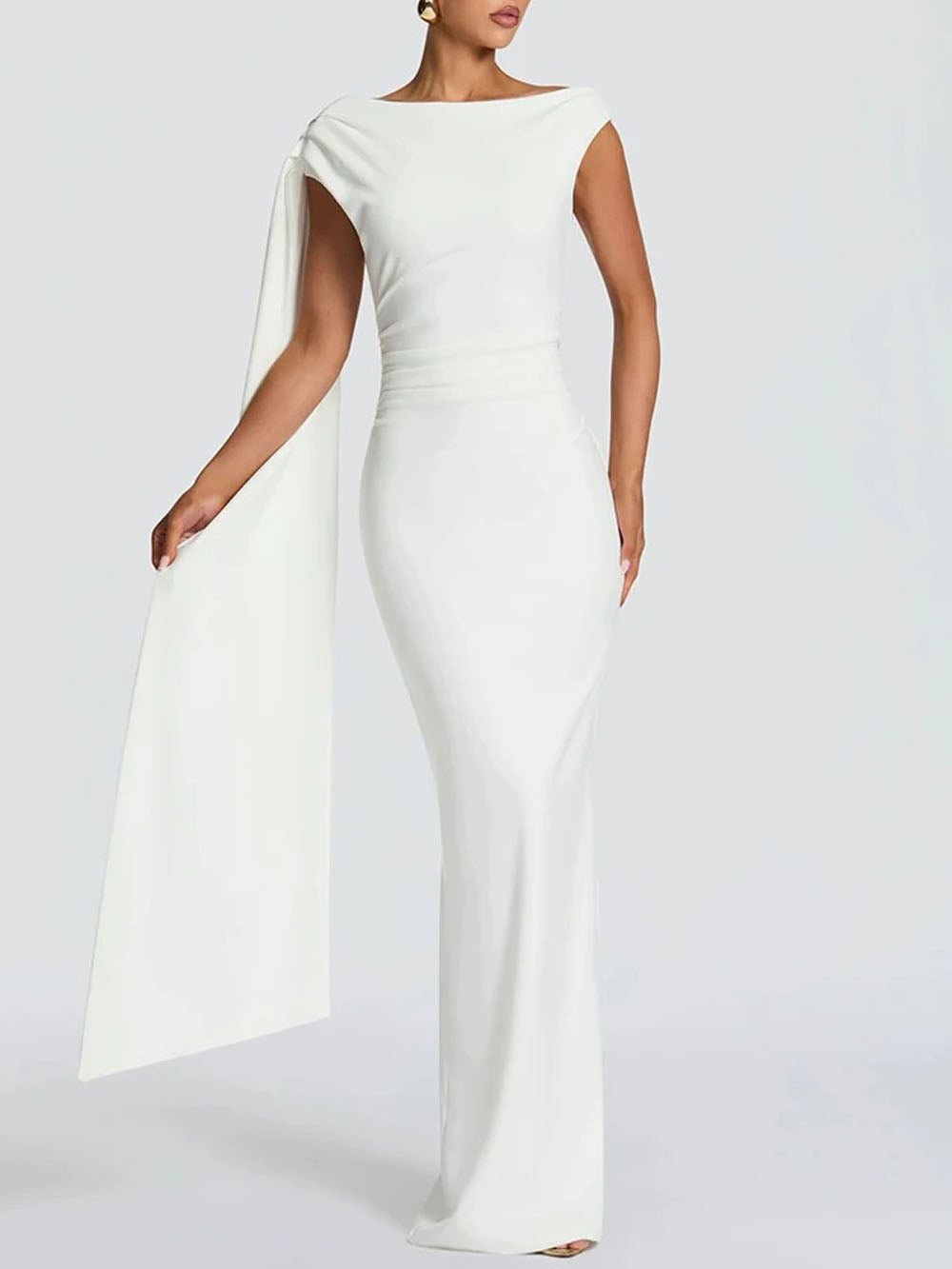 Helena One Shoulder Cape Maxi Dress