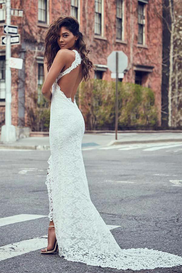 High Neckline Lace Backless Mermaid Wedding Dresses With Court Train (ZD16204)