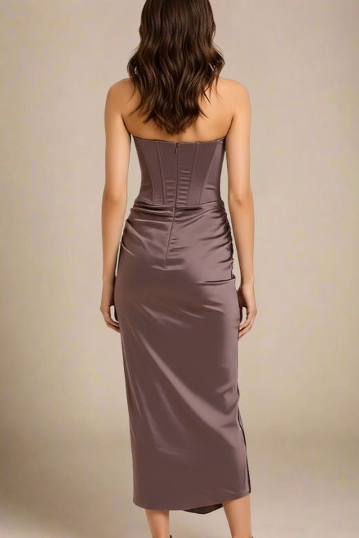 Hope Bodycon Wrap Maxi Dress - Coffee Brown