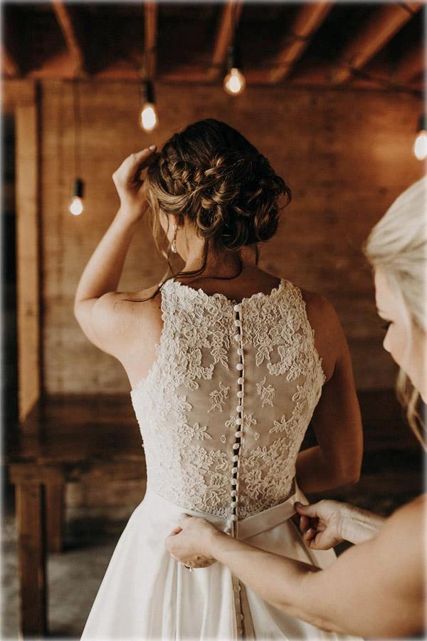 Illusion And Lace Halter Neck A-line Wedding Dress With Sweep Train (ZD16309)