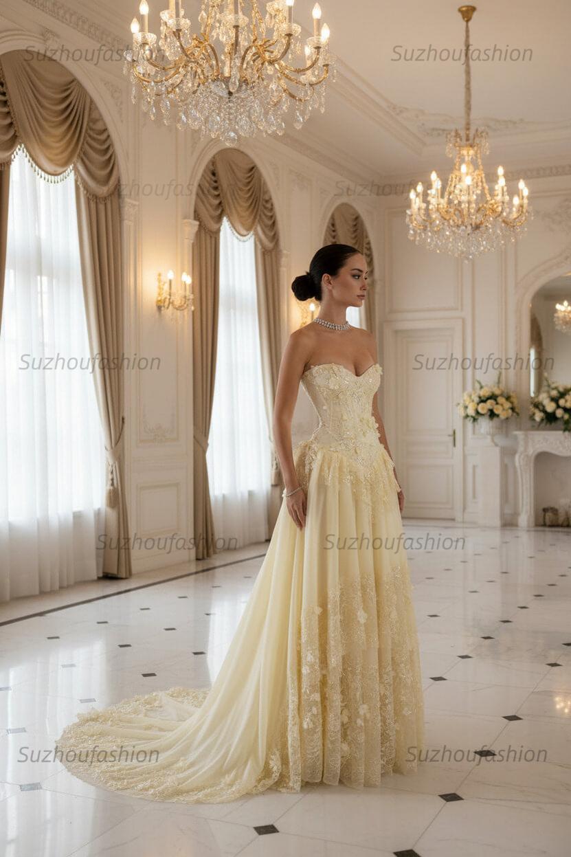 Strapless Sleeveless Long Evening Formal Dress With Pleated Appliques