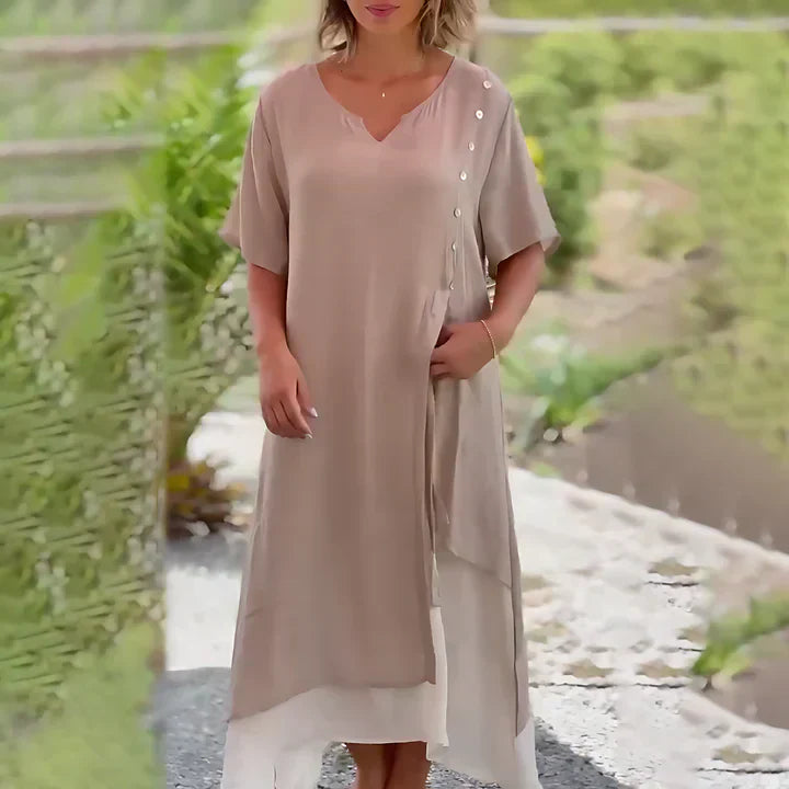 Thalía Minimalist Cotton and Linen Dress Premium Wardrobe Essential