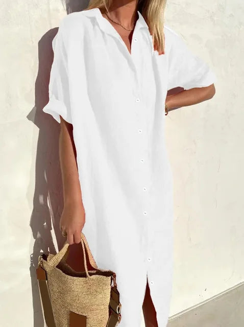 Alberta Trendy and Comfortable Linen Shirt Dress for Women
