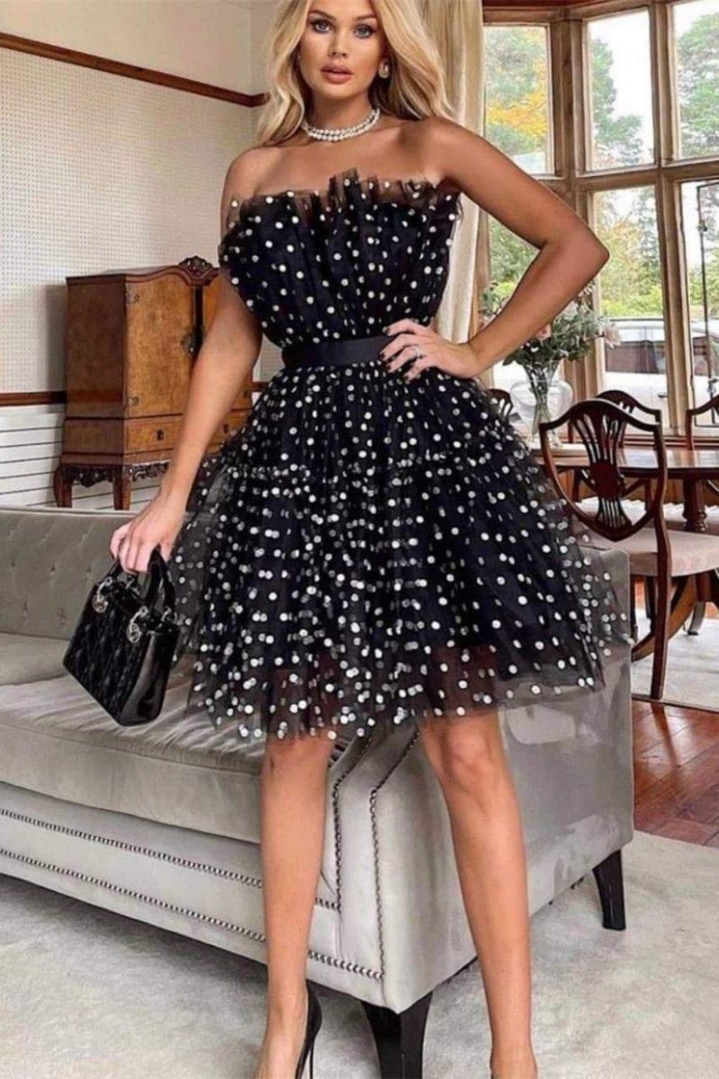 Katherine Statement Polka Dot Tulle Mini Dress Evening Wear Edit