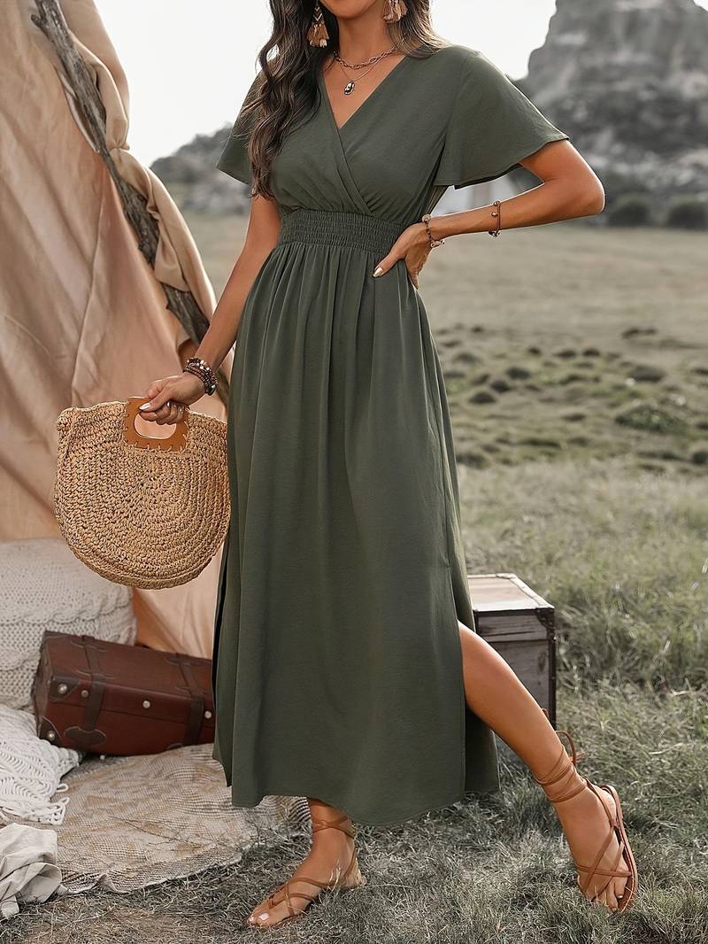 Sandra Elegant V-neck Bohemian Dress for Women Day to Night Outfit